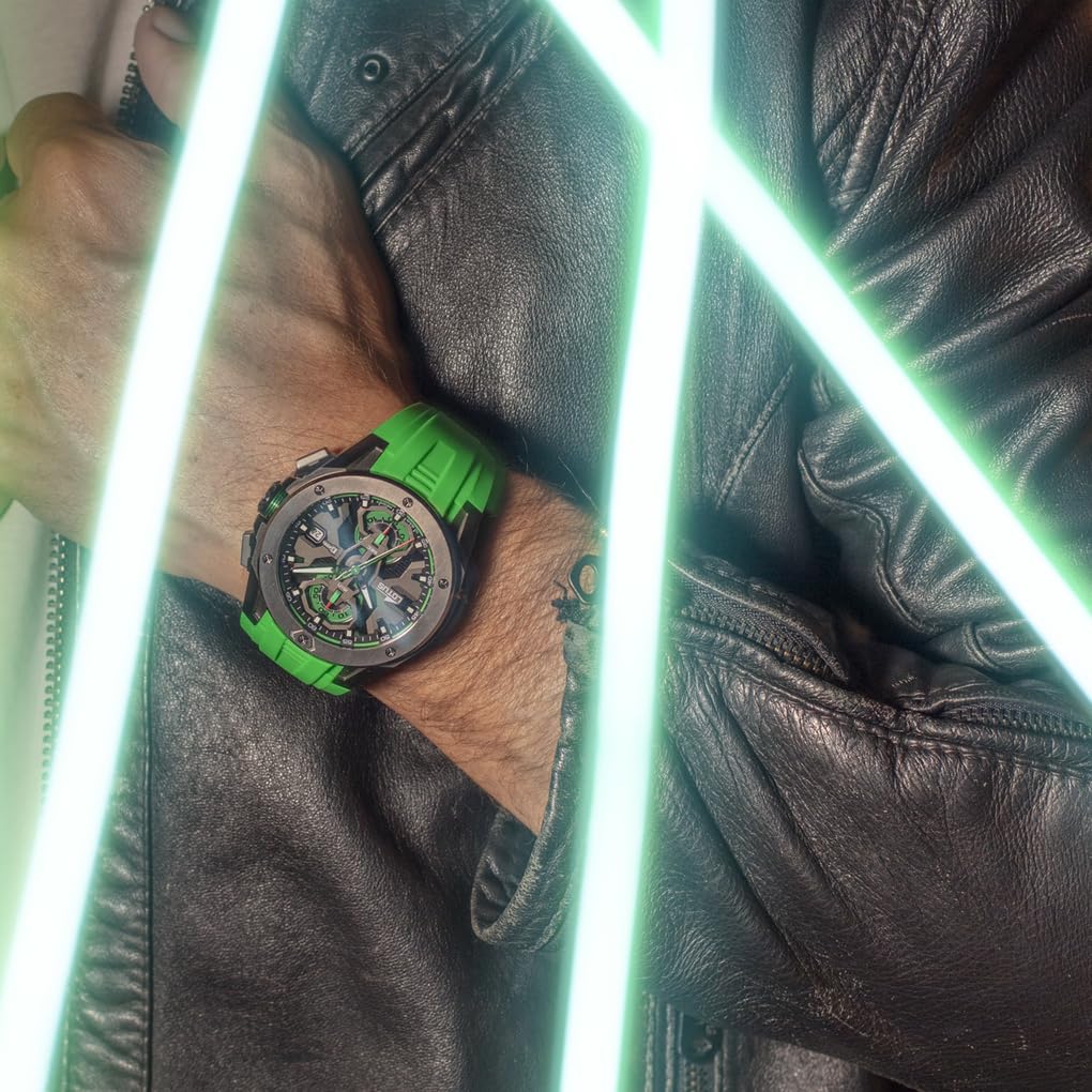 Lotus Reloj Hombre 18943/4 Vortex Caja de Acero Inoxidable 316l Negro Correa de Caucho Verde