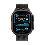 Apple Watch Ultra 2 GPS + Cellular Smartwatch, Reloj Deportivo con Caja de Titanio Negro Resistente de 49 mm y Pulsera Milanese Loop en Titanio Negro - Talla L. Monitor de entreno, Neutro en Carbono
