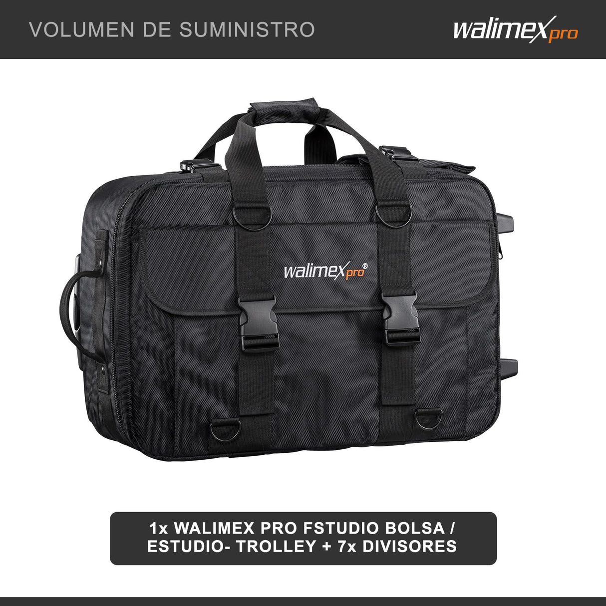 Walimex 21316 Pro Studio Bolsa/con Ruedas para cámara, Color Negro