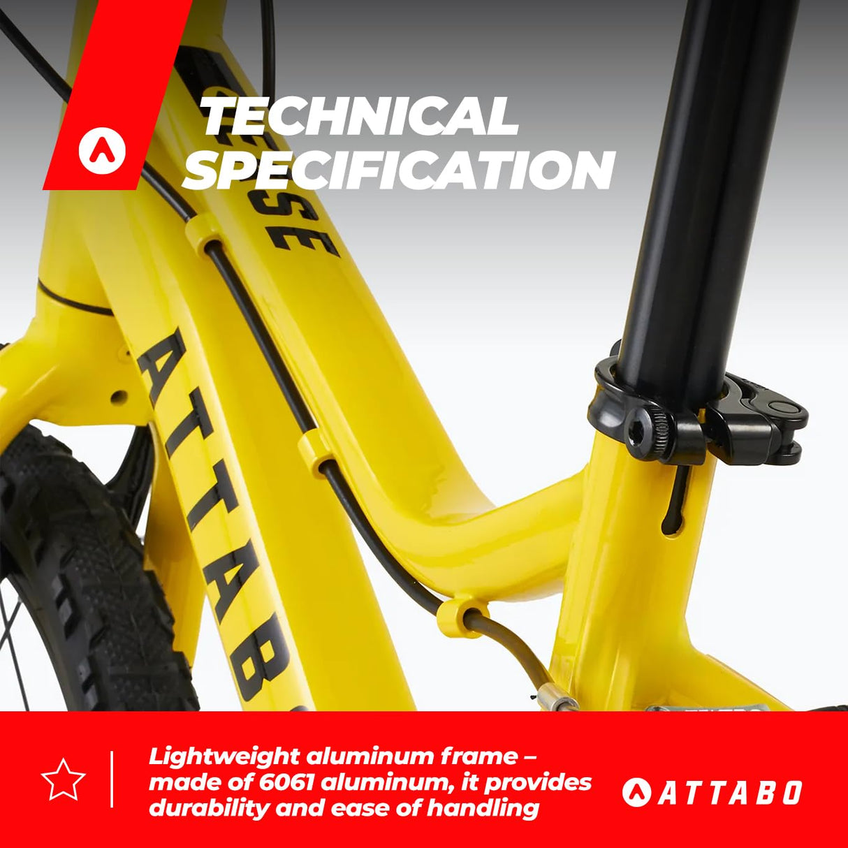 ATTABO Ease 16" Bicicleta de montaña, Juventud Unisex, Amarillo