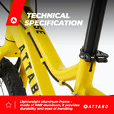 ATTABO Ease 16" Bicicleta de montaña, Juventud Unisex, Amarillo
