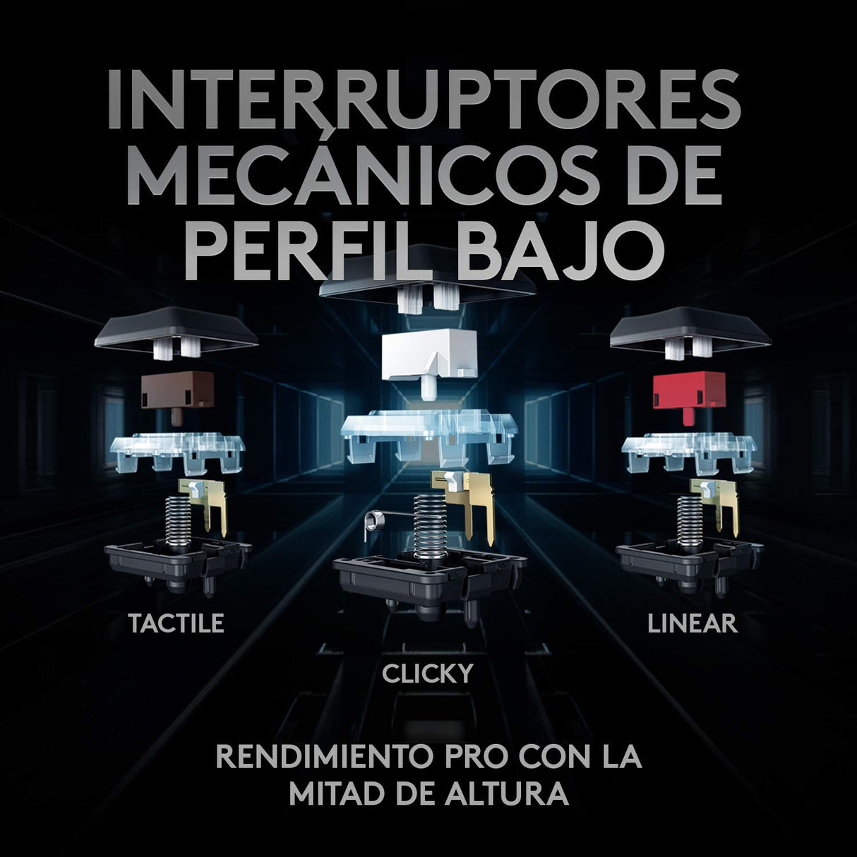 Logitech G915 LIGHTSPEED TKL Teclado Gaming Mecánico Inalámbrico con teclas GL-Táctil de bajo perfil, LIGHTSYNC RGB, Diseño ultra delgado, 40 Horas duración de Batería, Disposición QWERTY ES - Negro