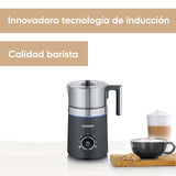 SEVERIN Espumador de leche por inducción Spuma 700, espumador eléctrico que no quema la leche, jarra espumadora apta para el lavavajillas, acero inoxidable/negro mate, SM 3586