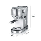 SEVERIN Máquina de café espresso Newspresa, máquina de portafiltro, bomba ULKA con 20 bares, boquilla espumadora de leche, depósito de agua de 1 L, para una o dos tazas, acero inox 1.350 W, KA 5997