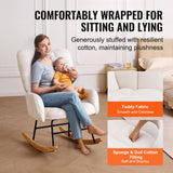 VEVOR Columpio, 113 kg Capacidad de Peso Tela de Peluche Acolchado balancín Deslizante Asiento Suave y Respaldo Alto, Silla de Lactancia para guardería, Dormitorio, Sala de Estar, Blanco Marfil, 95 x