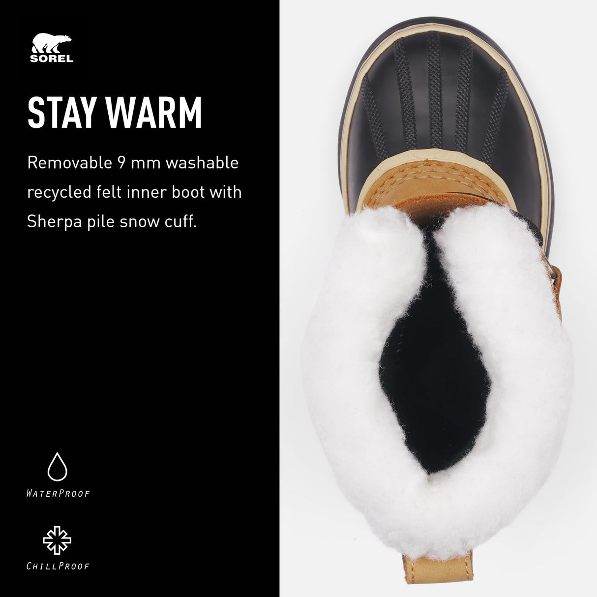 Sorel Caribou WP, Botas para nieve impermeables, Unisex niños, Buff Youth, 39 EU