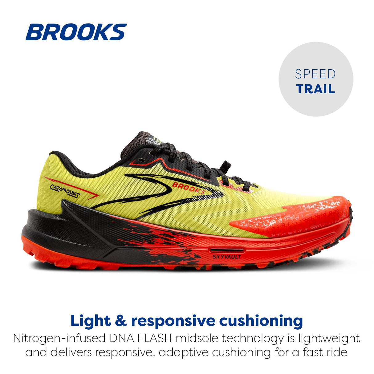 BROOKS Catamount 3, Sneaker Hombre, Lima ácida/Tomate Cherry/Negro, 43 EU