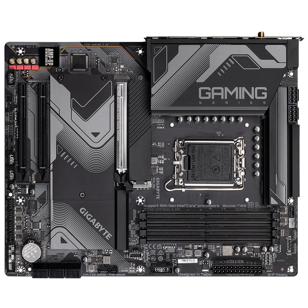 GIGABYTE Z790 Gaming X AX Placa Base - Compatible con procesadores Intel Core 14th CPUs, 16+1+2 Phases Digital VRM, up to 7600MHz DDR5 (OC), 4xPCIe 4.0 M.2, Wi-Fi 6E, 2.5GbE LAN, USB 3.2 Gen 2x2