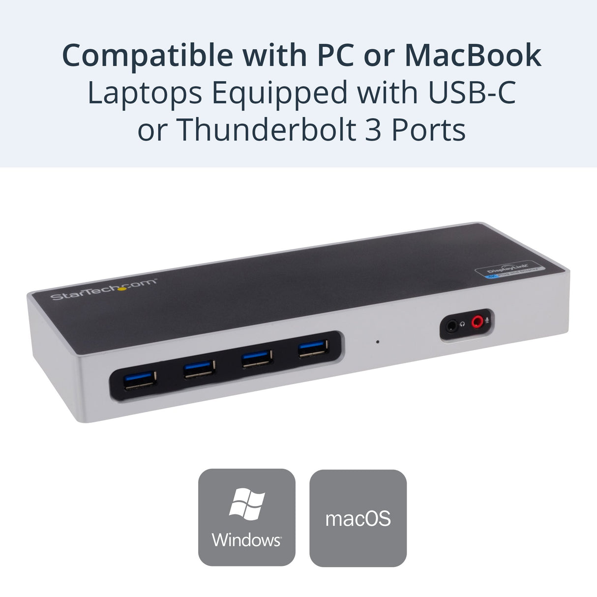 StarTech.com Dock USB-C y USB-A - Docking Station para 2 Monitores DisplayPort y HDMI de 4K 60Hz - Replicador de Puertos USB 3.0 para Portátil USB TipoC o USB-A - 6xUSB Tipo A - Mac/Windows (DK30A2DH)