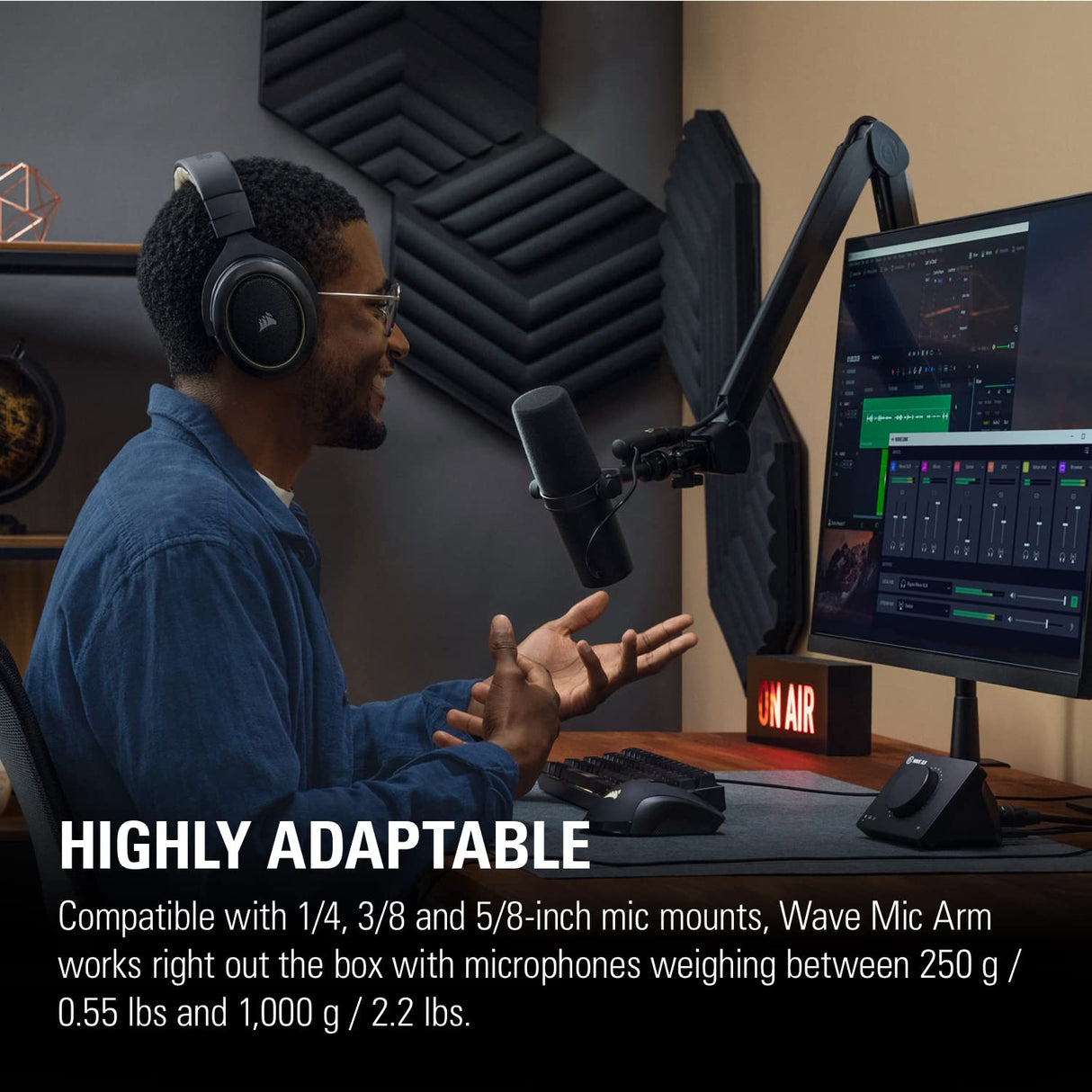 Elgato Wave Mic Arm - brazo articulado profesional con ranuras para cables, abrazadera de mesa, adaptadores de rosca, totalmente ajustable, ideal para podcasts, streaming, juegos, oficina, grabación