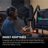 Elgato Wave Mic Arm - brazo articulado profesional con ranuras para cables, abrazadera de mesa, adaptadores de rosca, totalmente ajustable, ideal para podcasts, streaming, juegos, oficina, grabación
