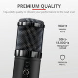 Trust Gaming GXT 256 Exxo Micrófono USB, Patrón Cardioide, con Filtro Pop, USB, RGB, Micrófono Streaming para Grabación, Podcasting, Radiodifusión, PC, PS4 y PS5 - Negro
