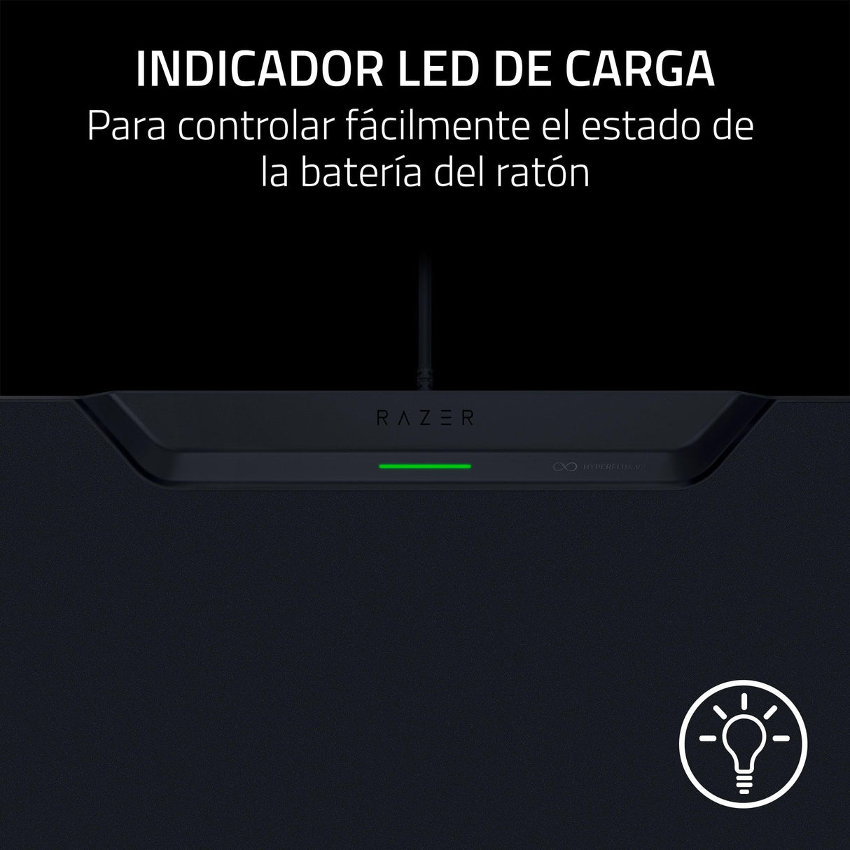 Razer HyperFlux V2 - Sistema de Alfombrilla de Carga inalámbrica para Ratones de Juego - Alfombrilla de ratón de Juego y Disco de Carga (indicador LED de Carga, pies de Goma Antideslizantes) Negro