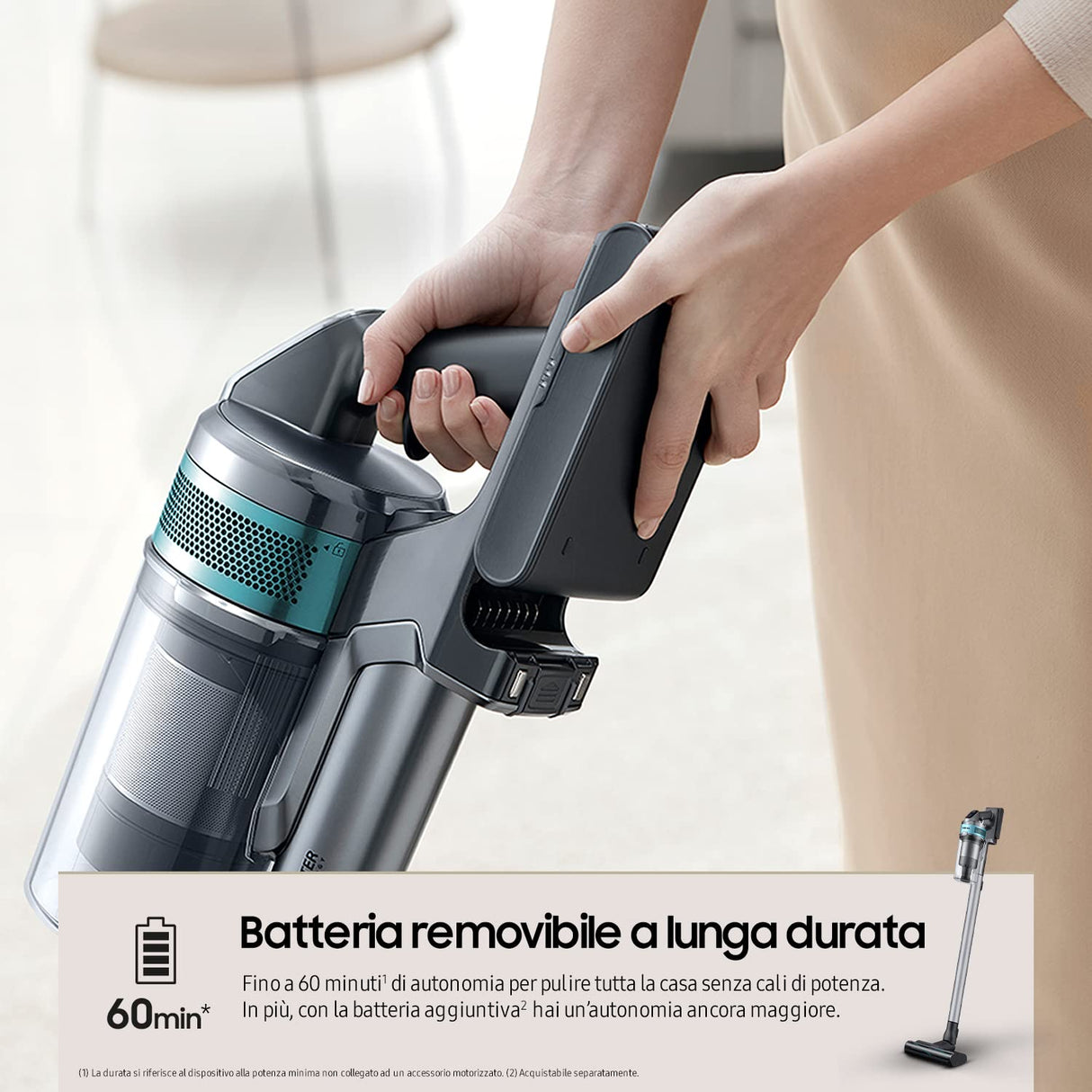 Samsung Aspirazione VS20T7531T1/ET, Samsung Jet 75 Turbo, plata negra, 4 accesorios