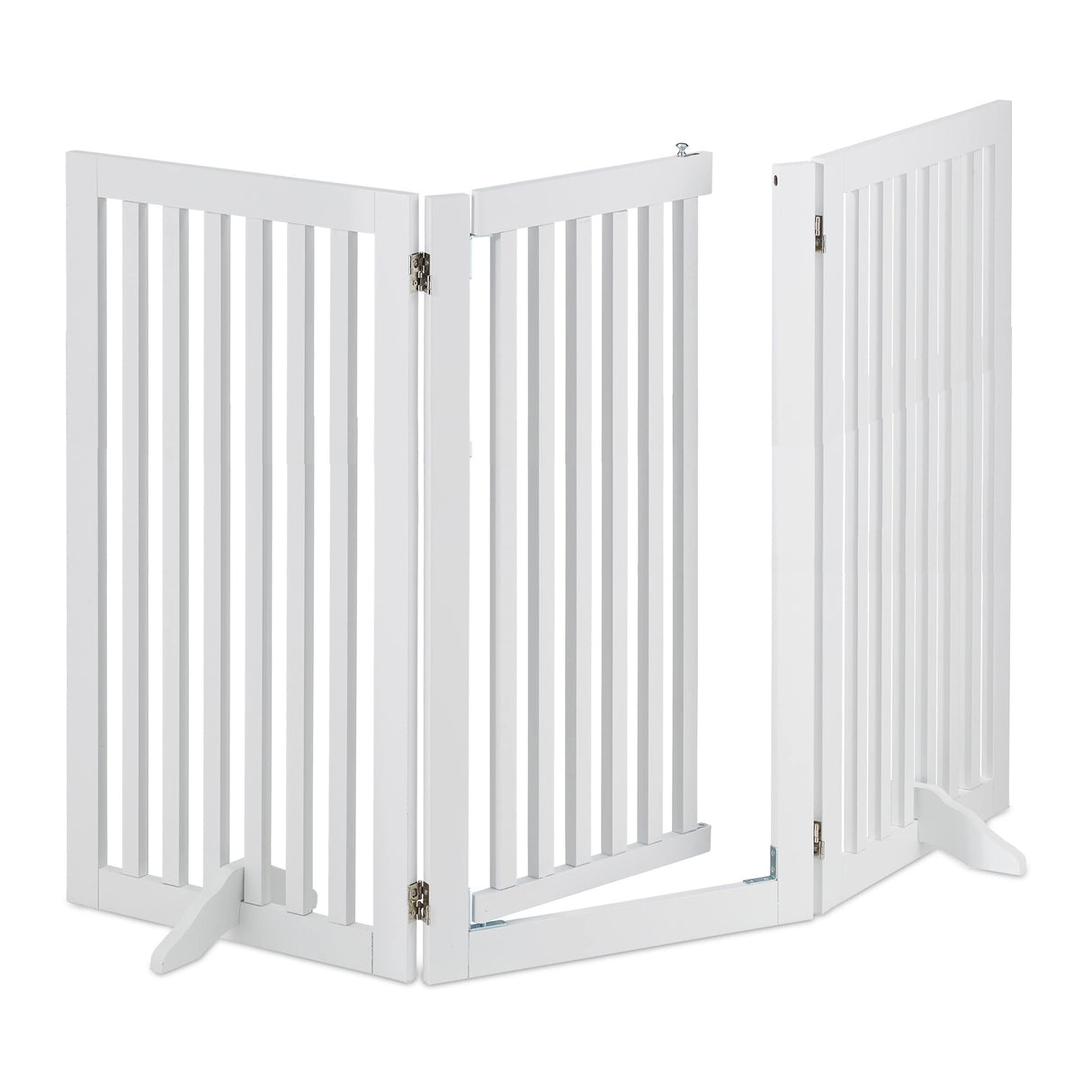 Relaxdays Barrera Seguridad Niños, Valla Protectora con Puerta, para Escaleras, 92x154cm, Plegable, sin Taladrar, Blanco, Tablero de Fibras