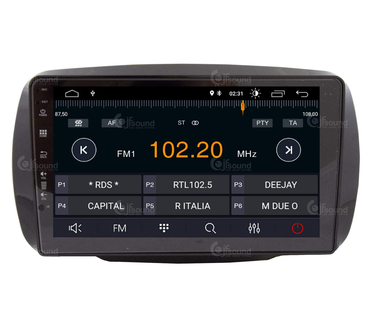 JF-039S2A-XDAB Autorradio de Ajuste Personalizado Compatible con Smart Android GPS Bluetooth WiFi Dab USB Pantalla táctil Full HD 9"