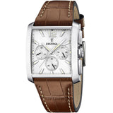 Festina Reloj Hombre F20636/1 Timeless Chronograph Caja de Acero Inoxidable 316l Plateado Correa de Cuero Marrón