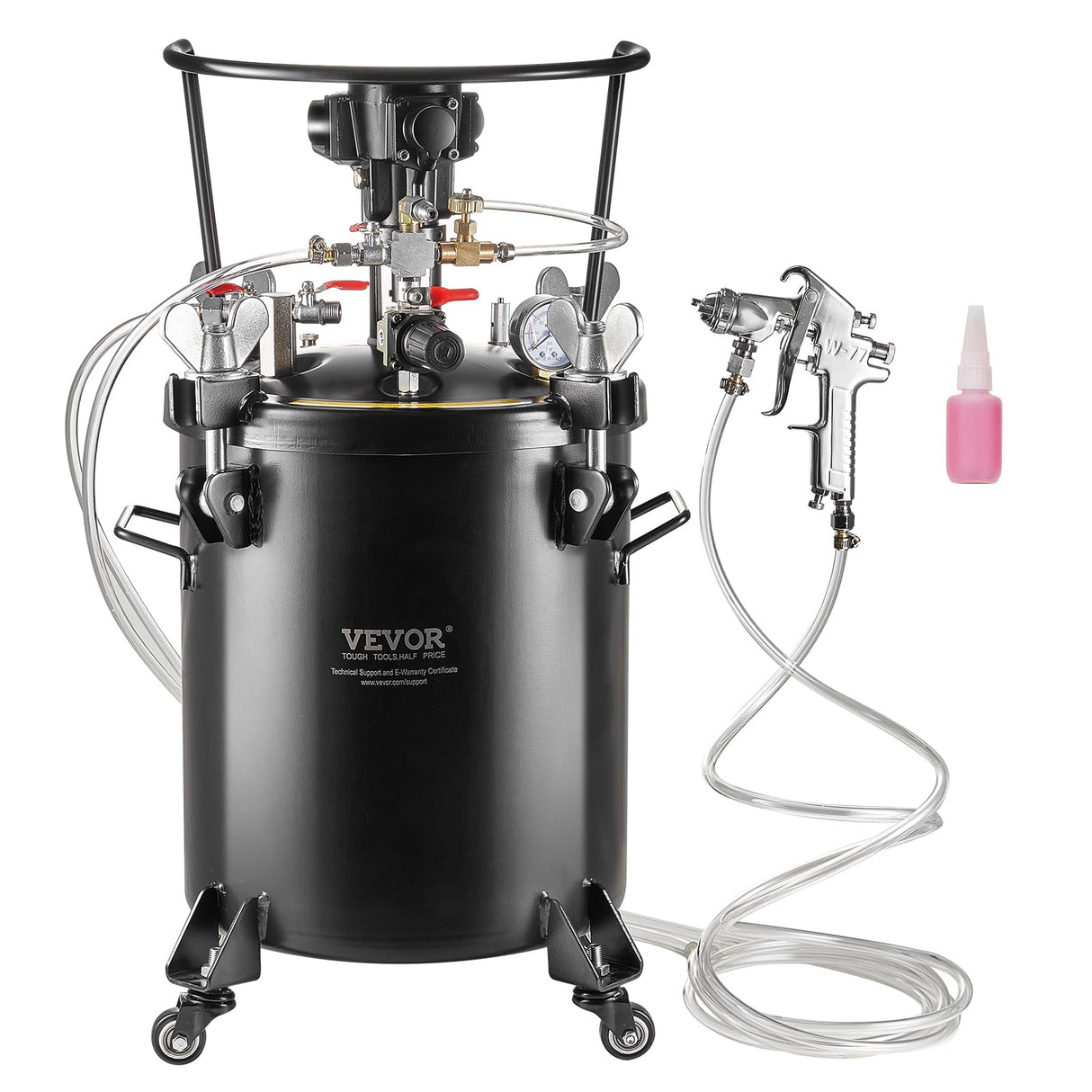 VEVOR Tanque a Presión para Pintura en Aerosol de Agitación Automática de 30 L Presión Ajustable de 70 PSI, Tanque de Pintura a Presión con Pistola Rociadora y Mangueras para la Decoración del Hogar