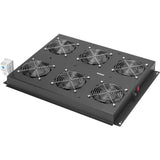 DIGITUS Unidad de ventilador de techo para bastidor de servidor de la serie Unique, 6x ventilador, termostato, negro (RAL 9005)