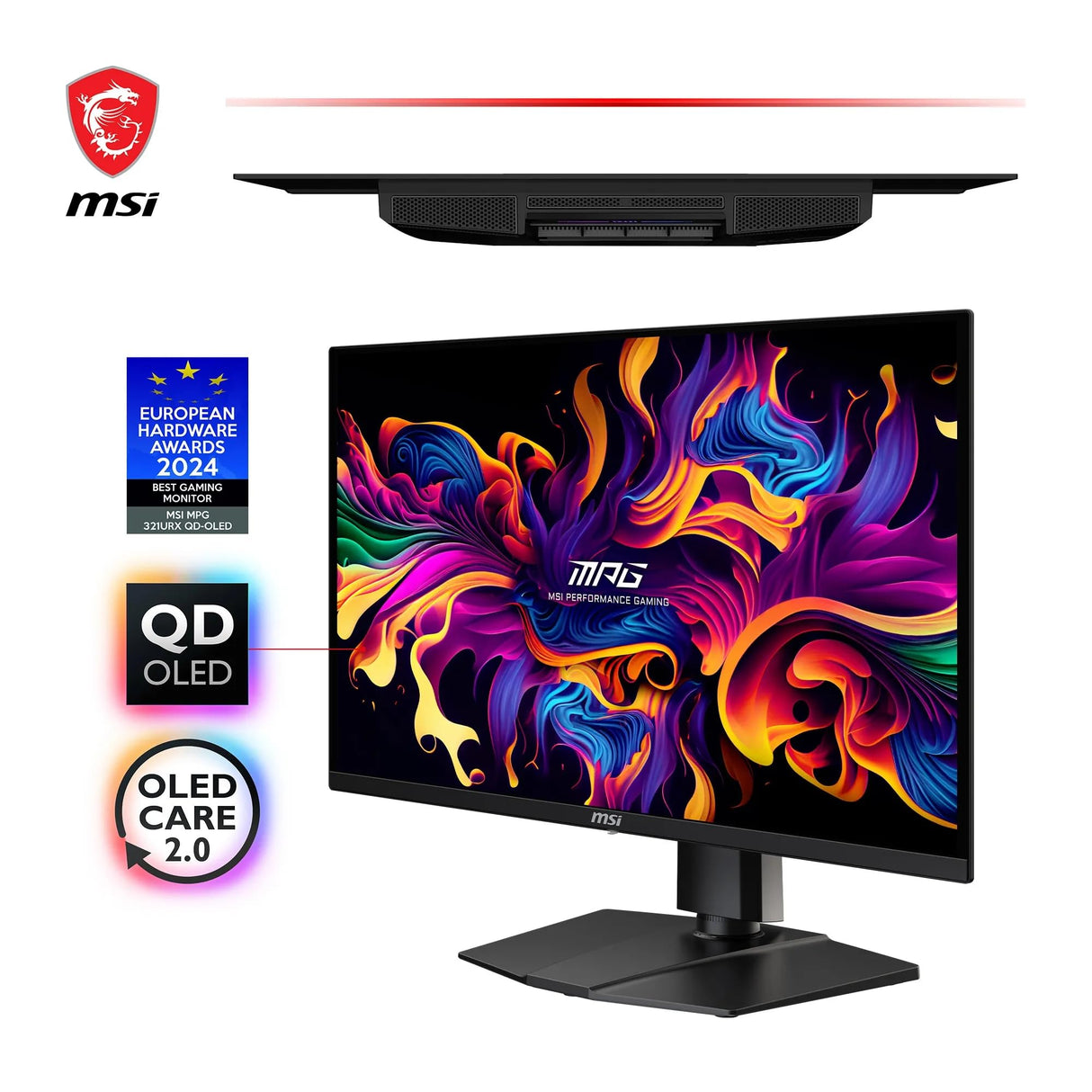 MSI MPG 321URX QD-OLED Monitor Gaming 4K UHD de 31.5'', Panel Quantum Dot OLED 3840 x 2160, 240Hz / 0.03ms, 99% DCI-P3, ΔE≤2, DisplayHDR True Black 400, KVM, RGB, DP 1.4a, HDMI 2.1, USB Tipo-C