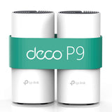 TP-Link Deco P9 PLC Wi-Fi Mesh Híbrido con Powerline, Adecuado para Paredes Gruesas, Powerline AV1000 + WiFi AC1200, Cobertura de hasta 370 ㎡, 2 x Puerto Gigabit, CPU Qualcomm