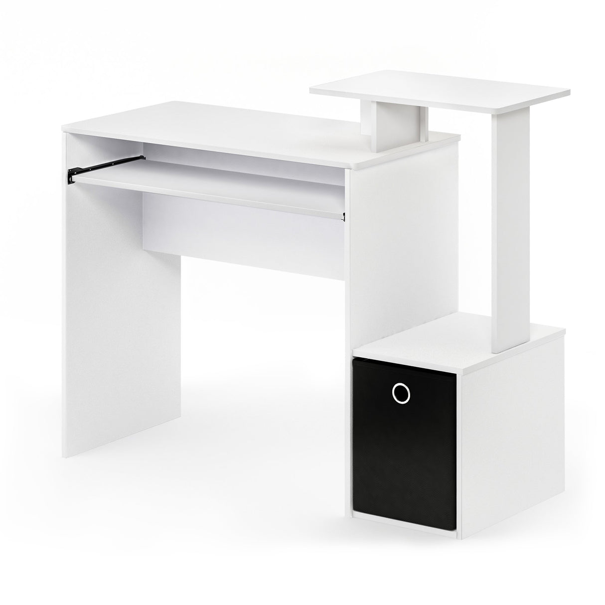 Furinno Econ Multipurpose Home Office Escritorio, Tabla de Madera aglomerada, Blanco/Negro, 40.01 x 40.01 x 86.61 cm
