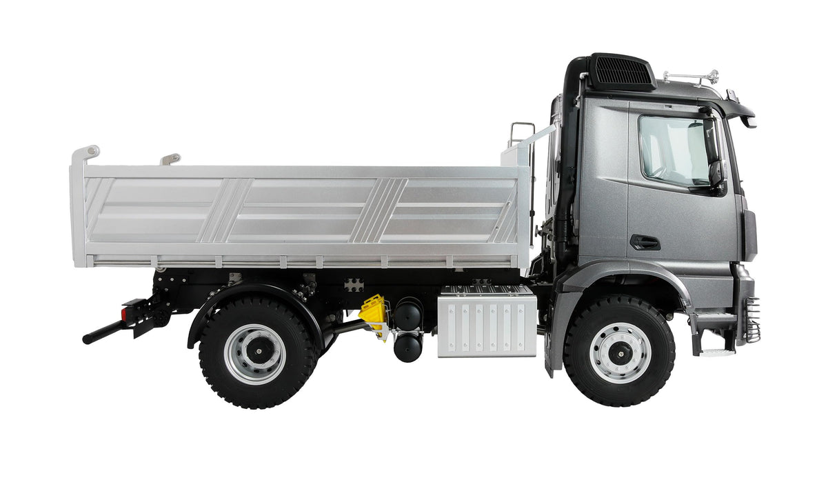 Amewi Mercedes-Benz Arocs Volquete 4x4 1:14 RTR Antracita Incluye Mando a Distancia, batería, Cable de Carga