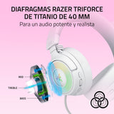 Razer Kraken Kitty V3 Pro - Auriculares inalámbricos RGB Kitty para Juegos - Orejas de Gato reactivas para Streaming - Diafragma 40mm - Hyperspeed Wireless y Bluetooth - THX Spatial Audio | Blanco