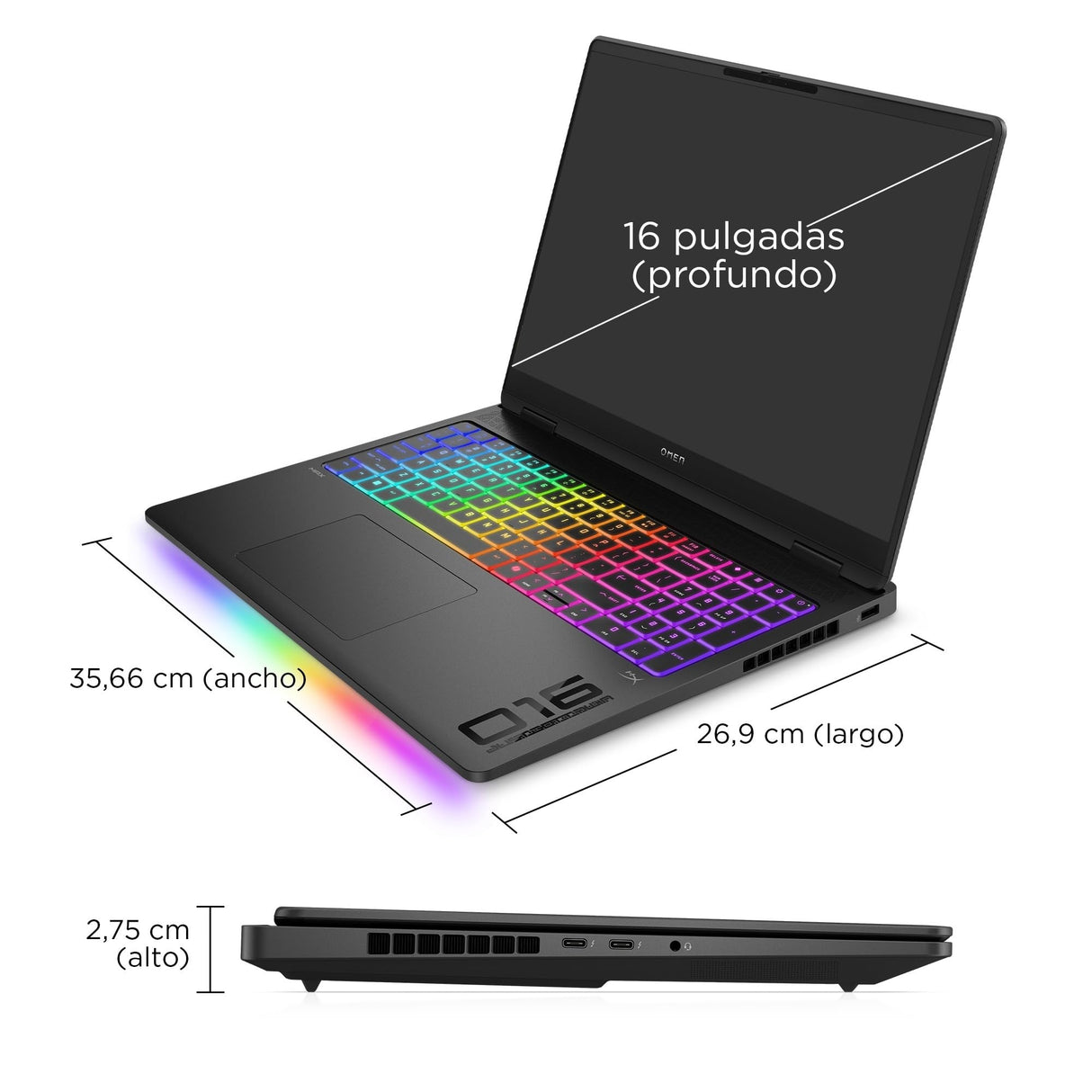 HP OMEN MAX 16-ak0007ns - Ordenador Portátil Gaming de 16" 2.5K 240Hz (Ryzen AI 9 HX 375, 32GB RAM, 1 TB, NVIDIA GeForce RTX 5070 TI 12GB, Windows 11, WiFi 7) Negro - Teclado QWERTY Español