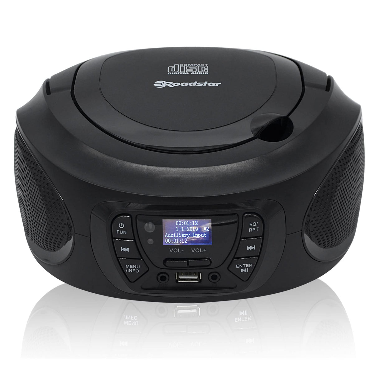 Roadstar Radio Portátil CDR-375D+/BK Radio CD Player Portátil Dab/Dab+ / FM, Boombox Reproductor CD-MP3, Puerto USB, Stereo, Mando a Distancia, AUX-IN, Salida de Auriculares, Negro