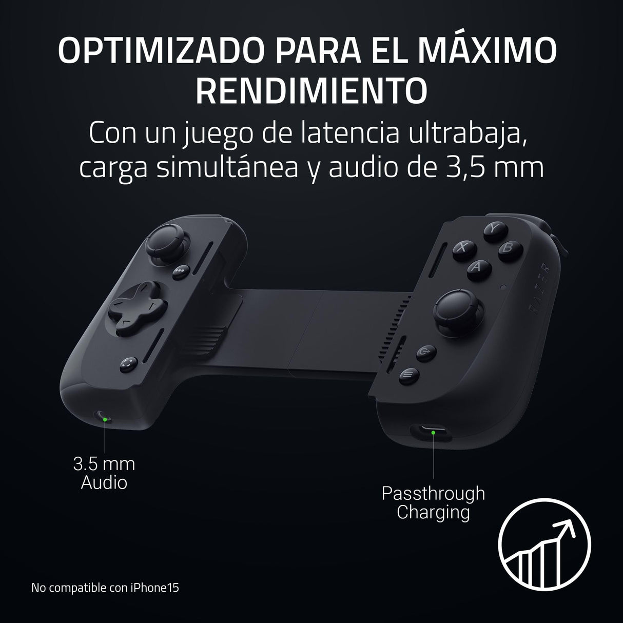Razer Kishi V2 Pro - Mando de juegos móvil para Android (HyperSense Haptics, Puente Extensible, Carga Passthrough, Audio de 3,5 mm, USB-C, Modo de Mando Virtual) Negro