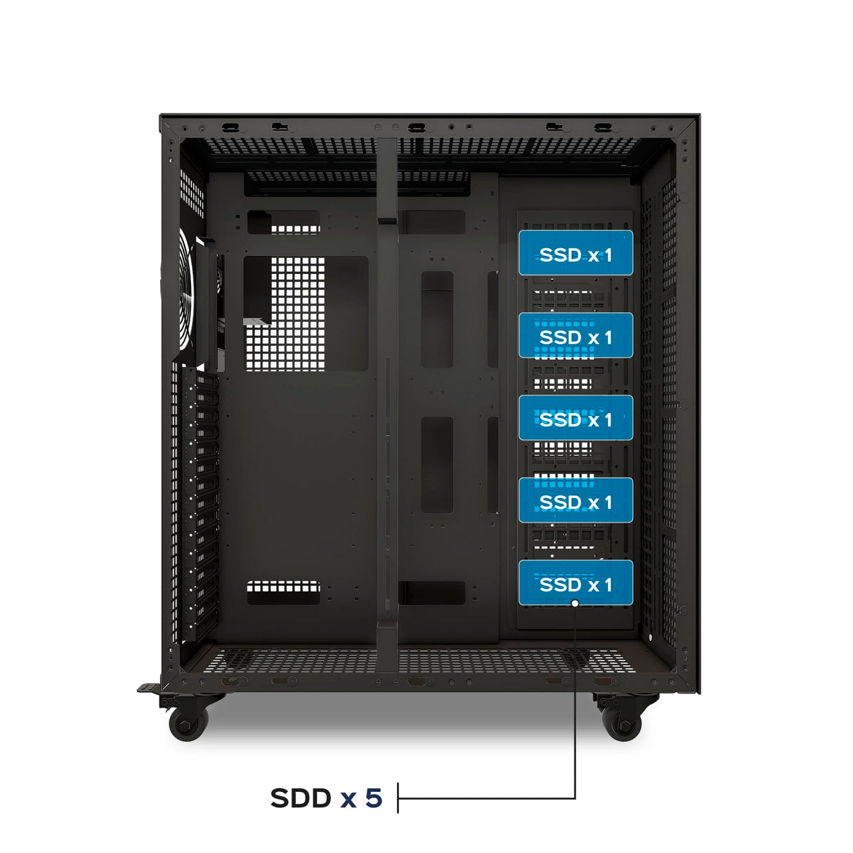 UNYKAch Caja E-ATX Workstation AI Pro 1500 Capaz de Albergar Placas Base con Doble CPU y Dos Fuentes de Alimentación. Admite hasta 4 Tarjetas gráficas y Espacio para 17 Discos Duros