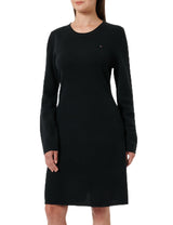 Tommy Hilfiger Vestido Tipo Jersey Soft Wool Flared Sweater Dress Manga Larga, Negro (Black), XL