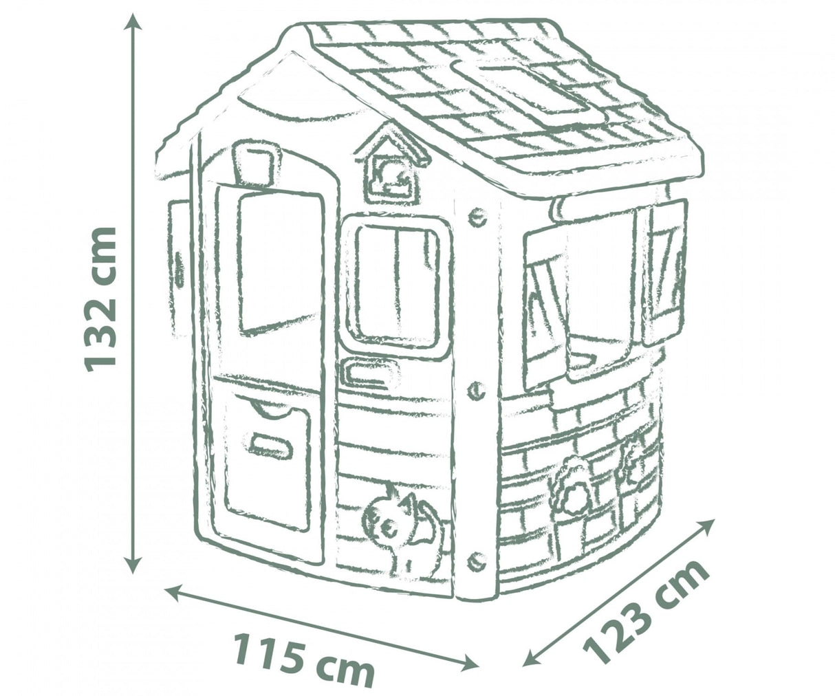 Smoby-Casita Infantil Jura Lodge Smoby Life- Material Reciclado (53%), 2 Ventanas y 2 Puertas de Entrada, Medidas (LxAnxAl): 115,4 x 123,3 x 132 cm. A Partir de 2 años (7600810503)