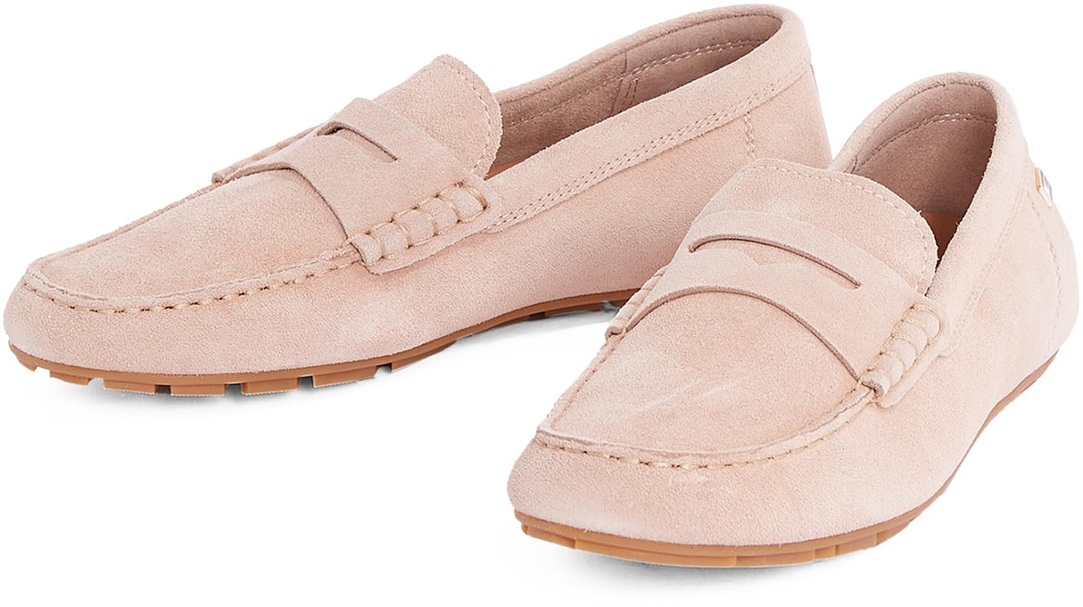 Tommy Hilfiger Mocasines Mujer Flag Soft Suede Loafer Elegante, Marrón (Claystone), 37