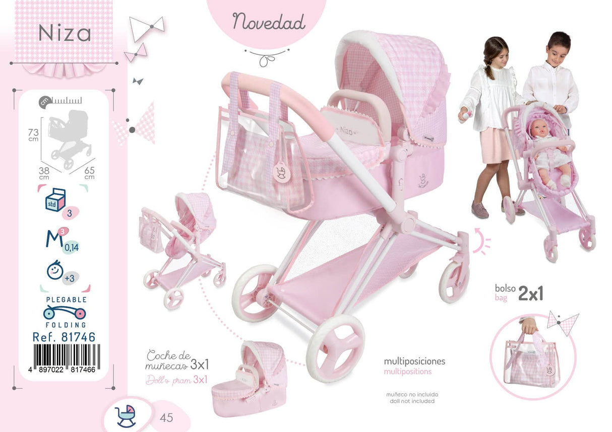 Carro de Muñecas 3 en 1 Niza DeCuevas 81746