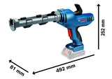 Bosch Professional 18V System GCG 18V-310 - Pistola de silicona a batería (fuerza 3,5 kN, control de velocidad, cartucho máx. 310 ml, sin batería, en caja), Azul