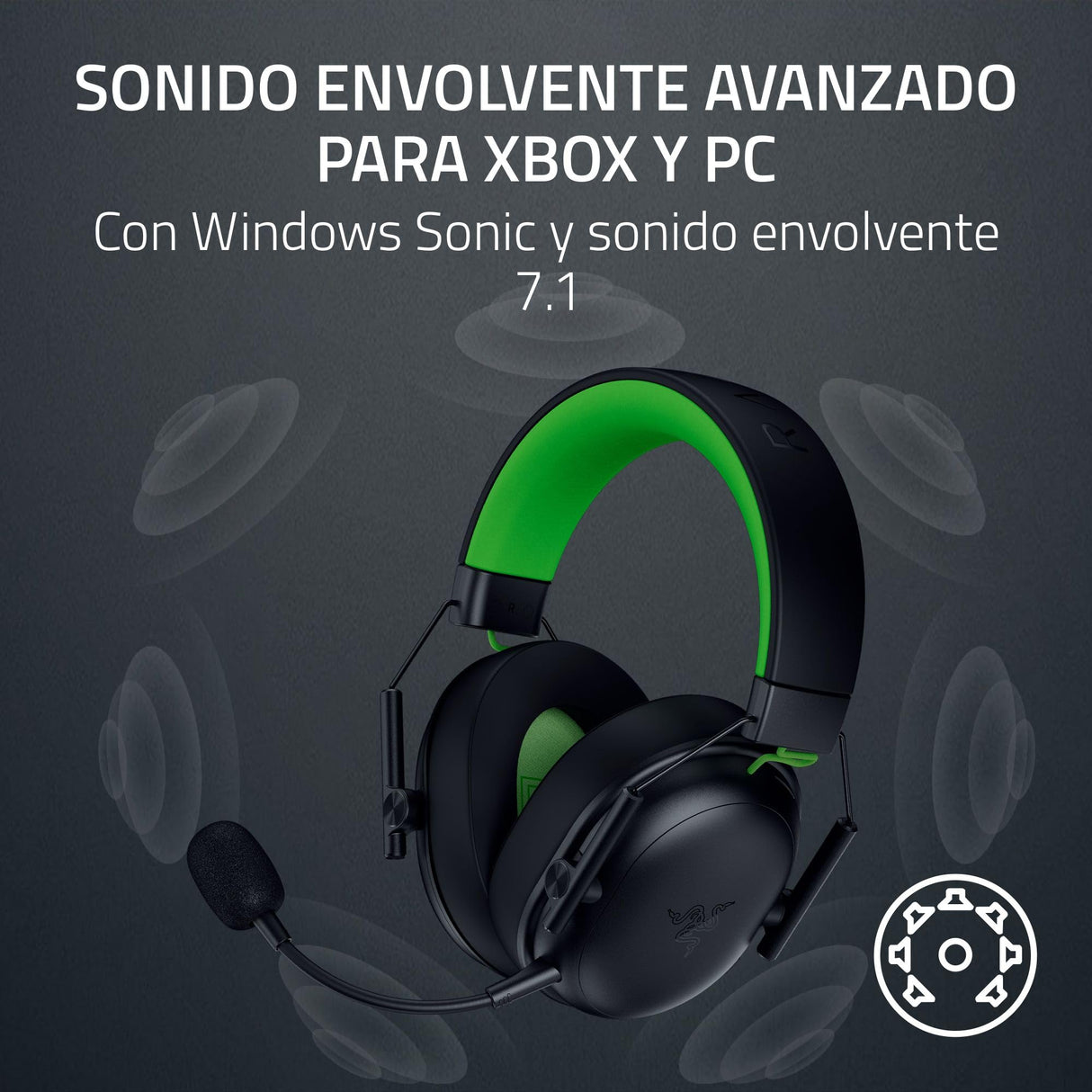 Razer BlackShark V3 X HyperSpeed para Xbox - Auriculares inalámbricos para Esports - Ultraligeros 270g - Diafragmas de 50mm - Micrófono Desmontable - HyperSpeed 2,4 GHz y Bluetooth - Xbox/PC | Negro