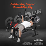 VEVOR Banco de Pesas Ajustable Multifuncional para Entrenamiento de Cuerpo Completo, Banco de Ejercicios de 300 kg para Entrenamiento de Fuerza en el Gimnasio en Casa, 1730 x 1370 x 1300 mm, Negro