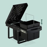 Relaxdays Cubo de Basura Cocina, 2 Espacios, 2X 20 L, 41,3x34x51,8 cm, Extraíble, Papelera Reciclaje Fregadero, Negro, Acero, Plástico, 2 x 20 L