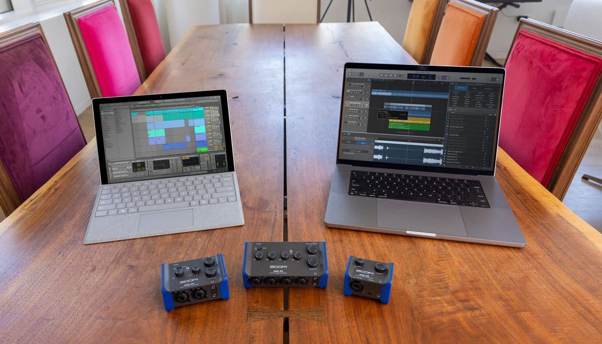 Zoom AMS-22 Interface de audio, 1 entrada XLR/TRS, entrada de línea estéreo, 2 salidas, loopback, monitorización directa, bus-powered, para grabaciones y streaming en PC, Mac, iOS y Android