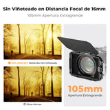 K&F CONCEPT Mini Matte Box con Black-Mist 1/4 Cine Filtro 4" x 5,65", con 2 Bandejas de Filtro de 4" x 5,65" para Cámaras DSLR Mirrorless con 5 Adaptadores de Anillo Circular (67/72/77/82/95mm)