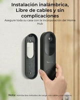 Reolink 2K Timbre Inalámbrico con Cámara, 2,4/5G WiFi Timbre a Batería, Visión 150°x150°, Alimentación por Batería/Cable, Detector de Personas/vehículos/Paquetes, Sin Cuotas, Home Hub Incluido