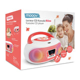 Mooov 477409 - Radio CD FM, Efectos Luminosos, función inalámbrica, USB, Pantalla LED, función Karaoke con Micro AUX-IN, Blanco y Rosa