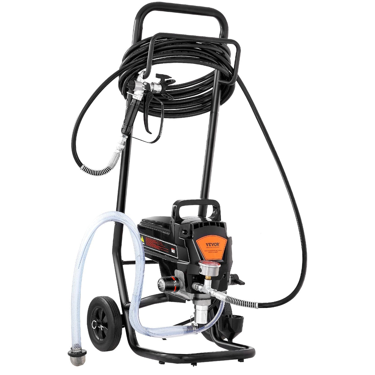 VEVOR Pulverizador de Pintura 950 W Máquinas Pintura Airless 2 L/min Pistola de Pulverización Eléctrica sin Aire con Carro Presión Máxima 3000 PSI con Manguera de 15 m para Pared, Mueble, Cercas