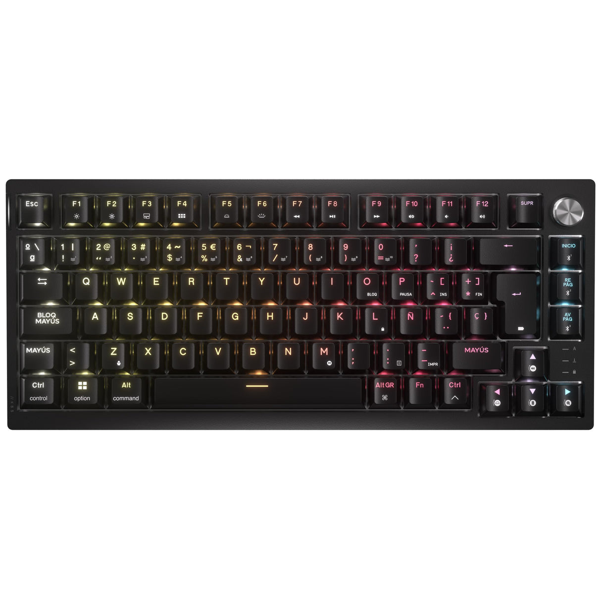 Corsair K65 Plus Wireless 75% RGB Teclado Mecánico para Juegos Intercambiable en Caliente – Interruptores Táctiles MLX Fusion Prelubricados – PBT Keycaps – QWERTY ES – Negro