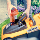 LawnMaster CLMF4841E Cortacésped con Batería 48V MAX 2x24V 4.0Ah, 41cm hasta 450m², Altura de Corte 6 Niveles 22-72 mm, Bolsa de Recogida de 42L