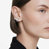 Swarovski Pendientes de clip Millenia, Talla octogonal, Blancos, Baño de rodio