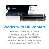 HP 201A CF401A, Cartucho Tóner Original, De 1.330 Páginas, Para Impresoras HP Color LaserJet Pro Serie 252, 274 y 277, Cian, Estándar