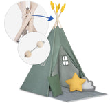 Nukido, Tienda Infantil Tipi Teepee Verde con Guirnalda, Almohadas, estabilizador Grande